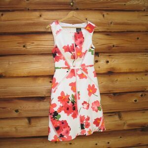 NWOT Adrianna Papell White Floral Fit and Flare Dress